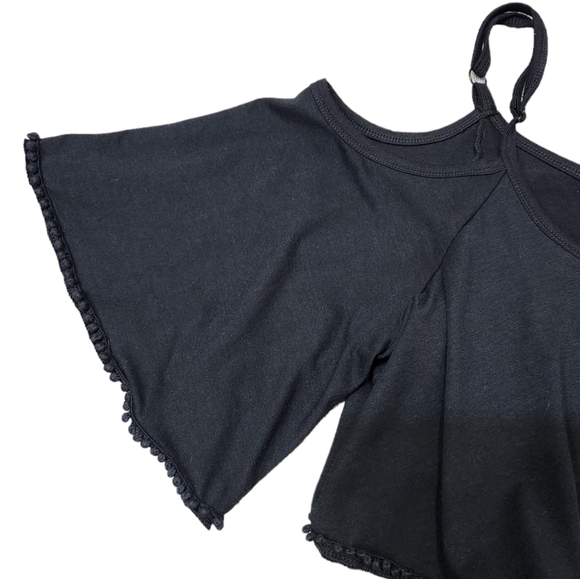 Torrid Black Cold Shoulder Pom Pom Fringe Skater Ruffle Overlay Flowy Dress 1X - Picture 3 of 9